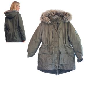 Lands End  Women's M/P Expedition Down Waterproof Winter Parka  w/Removable Hood